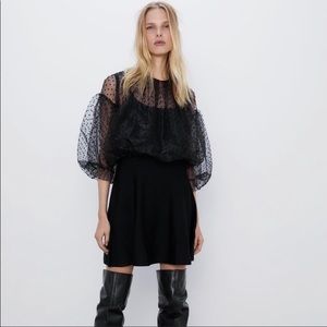 Zara Dress polka dot puff sleeves - size S NWT